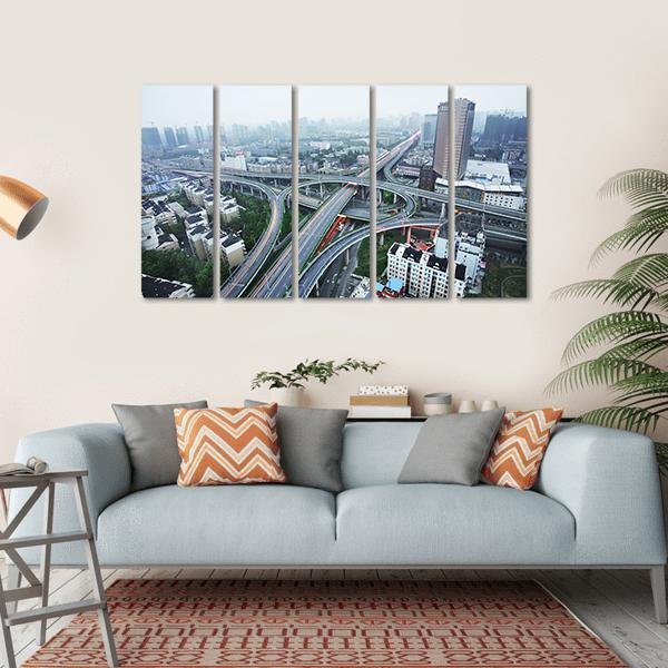 Road Junction At Hangzhou Canvas Wall Art-5 Horizontal-Gallery Wrap-22" x 12"-Tiaracle