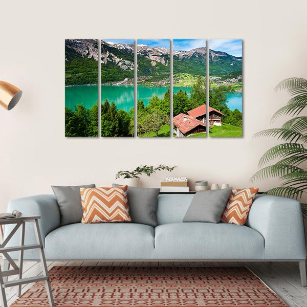 Lake Brienz Switzerland Canvas Wall Art-5 Horizontal-Gallery Wrap-22" x 12"-Tiaracle