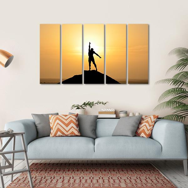 Silhouette Of A Businessman Canvas Wall Art-5 Horizontal-Gallery Wrap-22" x 12"-Tiaracle