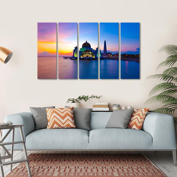 Masjid Selat Melaka Canvas Wall Art-5 Horizontal-Gallery Wrap-22" x 12"-Tiaracle