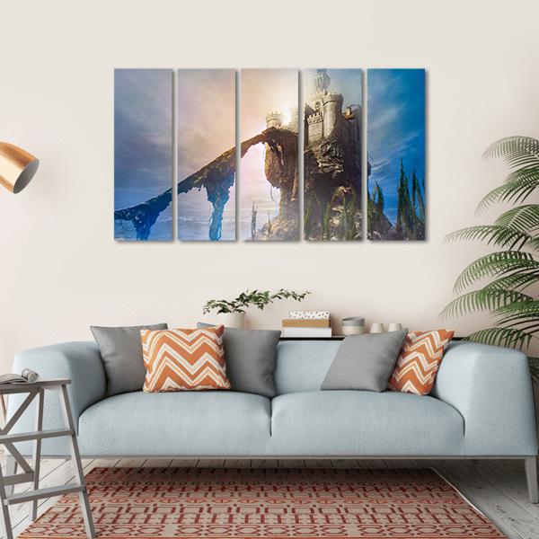 Old Castle On Hill Canvas Wall Art-5 Horizontal-Gallery Wrap-22" x 12"-Tiaracle