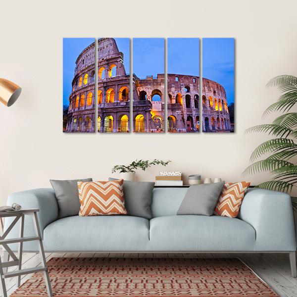 The Colosseum At Night Canvas Wall Art-5 Horizontal-Gallery Wrap-22" x 12"-Tiaracle