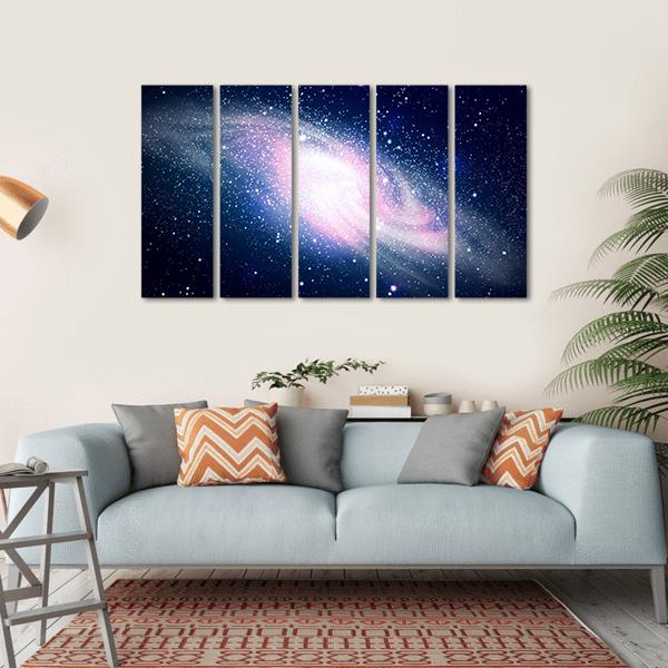 Glowing Galaxy & Stars Canvas Wall Art-5 Horizontal-Gallery Wrap-22" x 12"-Tiaracle