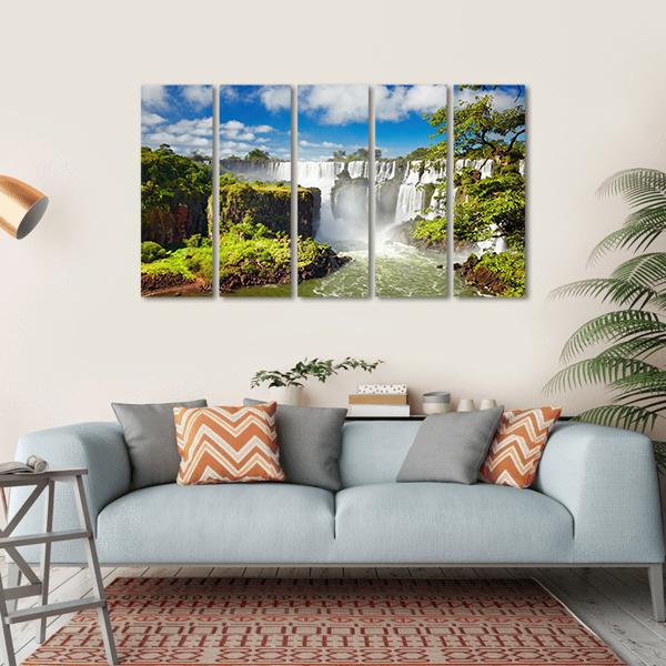 Iguassu Falls Canvas Wall Art-5 Horizontal-Gallery Wrap-22" x 12"-Tiaracle