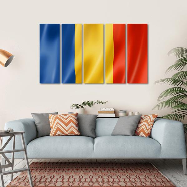 Romania Flag Canvas Wall Art-5 Horizontal-Gallery Wrap-22" x 12"-Tiaracle