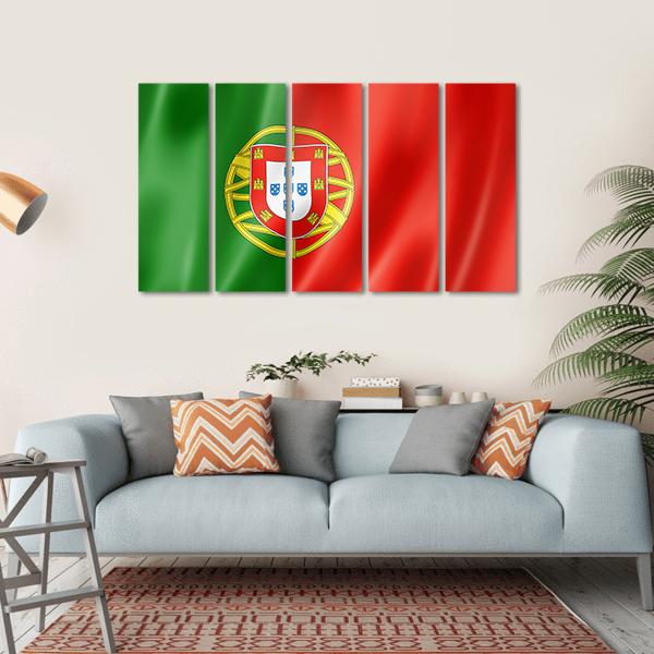 Portugal Flag Canvas Wall Art-5 Horizontal-Gallery Wrap-22" x 12"-Tiaracle