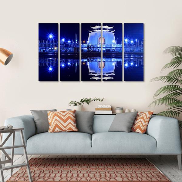 Night View Of Chiang Kai Shek Memorial Canvas Wall Art-5 Horizontal-Gallery Wrap-22" x 12"-Tiaracle
