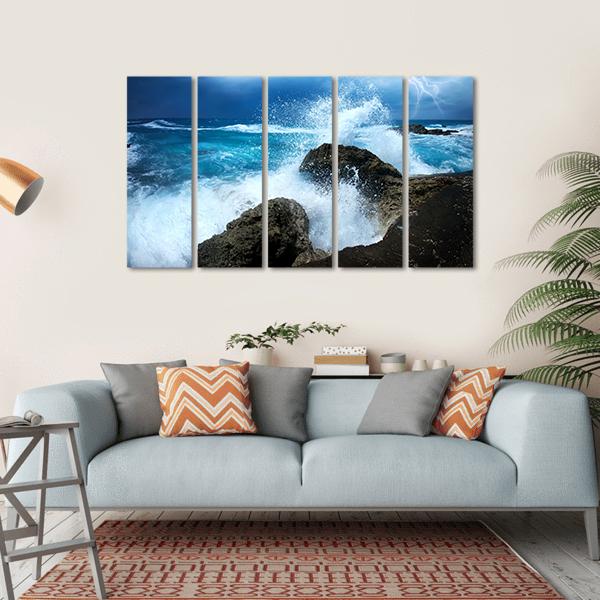 Ocean Storm Canvas Wall Art-5 Horizontal-Gallery Wrap-22" x 12"-Tiaracle