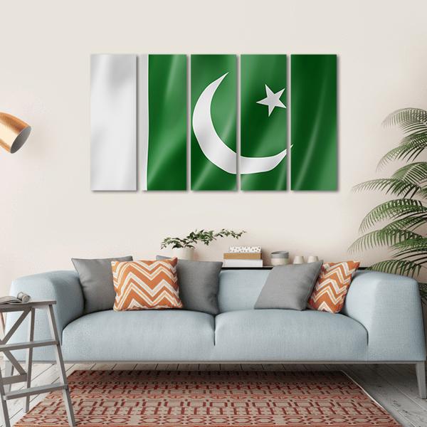Pakistan Flag Canvas Wall Art-5 Horizontal-Gallery Wrap-22" x 12"-Tiaracle