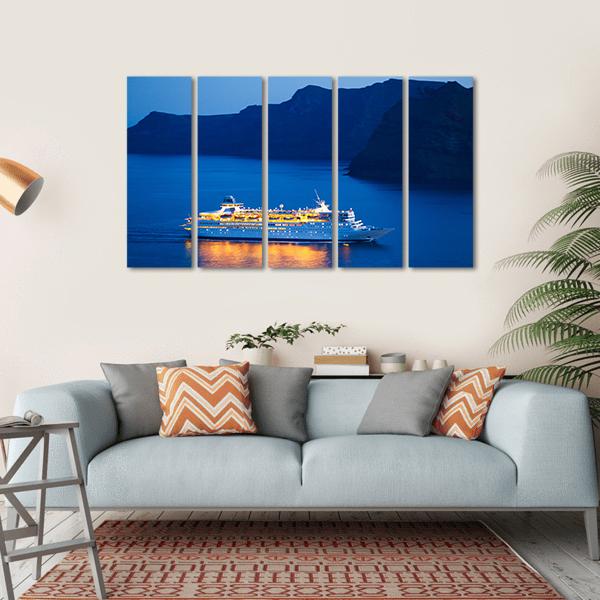 Cruise Ship At Sunset Canvas Wall Art-5 Horizontal-Gallery Wrap-22" x 12"-Tiaracle