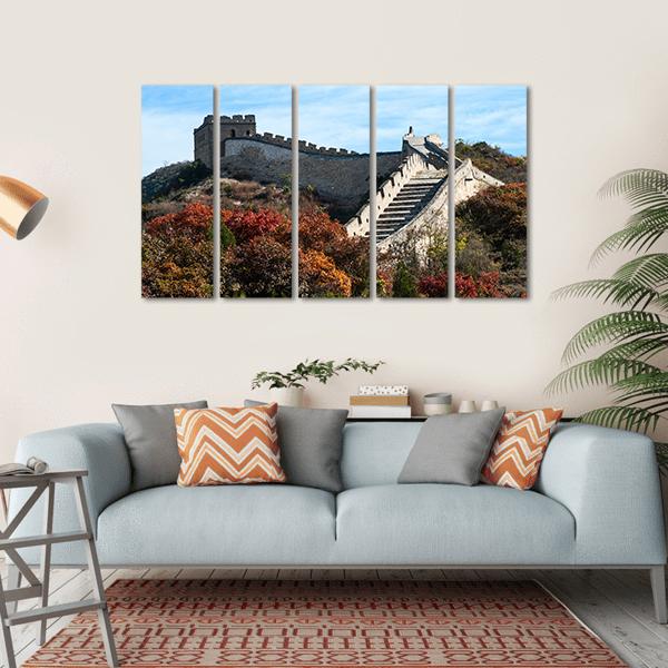 Great Wall In Autumn Canvas Wall Art-5 Horizontal-Gallery Wrap-22" x 12"-Tiaracle