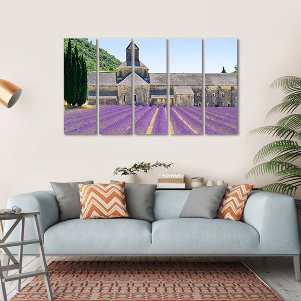 Sénanque Abbey And Lavender Flowers Canvas Wall Art-5 Horizontal-Gallery Wrap-22" x 12"-Tiaracle