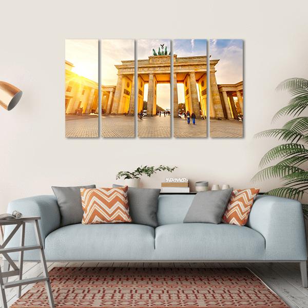 Brandenburg Gate At Sunset Canvas Wall Art-5 Horizontal-Gallery Wrap-22" x 12"-Tiaracle