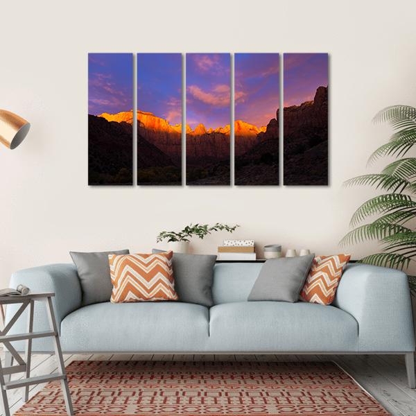 Towers Of The Virgin Canvas Wall Art-5 Horizontal-Gallery Wrap-22" x 12"-Tiaracle