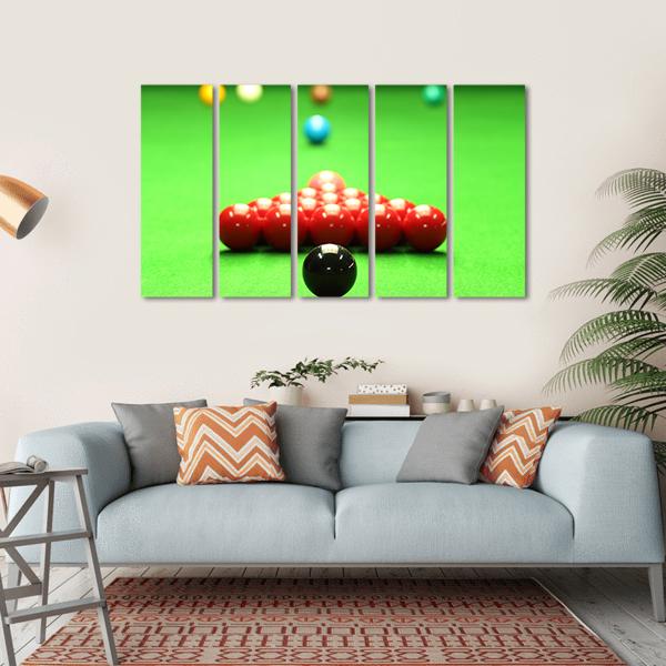 Snooker Balls Ready For Shot Canvas Wall Art-5 Horizontal-Gallery Wrap-22&quot; x 12&quot;-Tiaracle