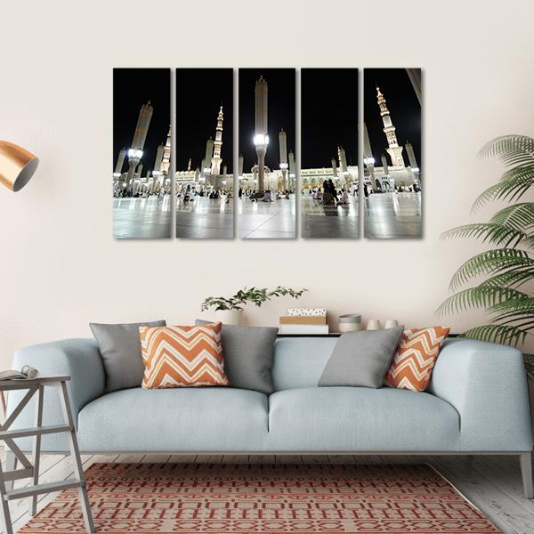 Prophet Mosque Night View Canvas Wall Art-5 Horizontal-Gallery Wrap-22" x 12"-Tiaracle