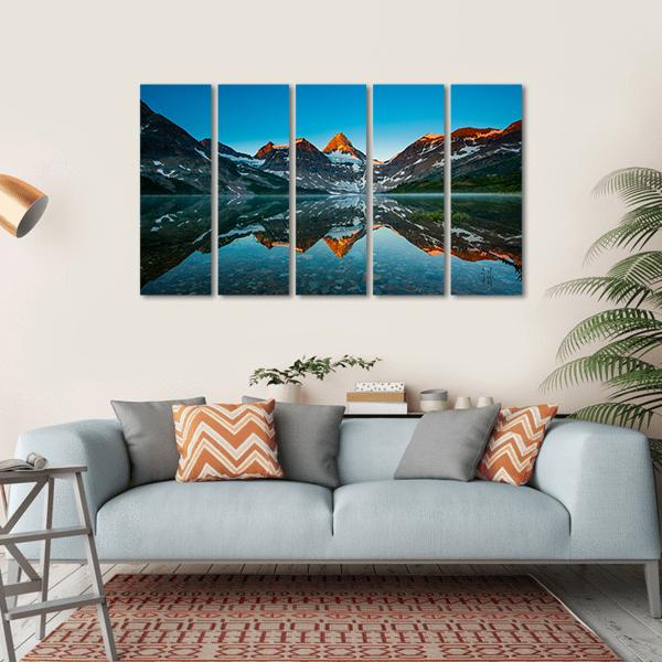 Reflection Of Mount Assiniboine Canvas Wall Art-5 Horizontal-Gallery Wrap-22" x 12"-Tiaracle
