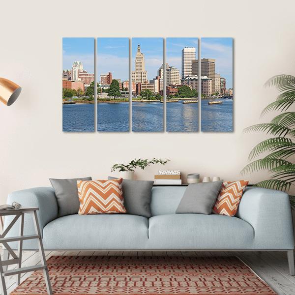 View Of Skyline Of Providence Canvas Wall Art-5 Horizontal-Gallery Wrap-22" x 12"-Tiaracle