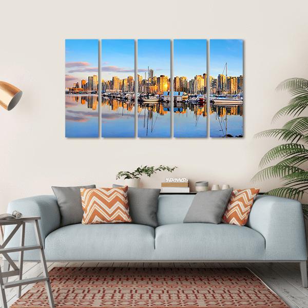 View Of Vancouver Skyline Canvas Wall Art-5 Horizontal-Gallery Wrap-22" x 12"-Tiaracle