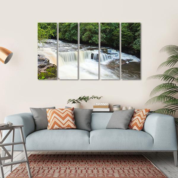 Dundaff Linn Waterfall Canvas Wall Art-5 Horizontal-Gallery Wrap-22" x 12"-Tiaracle