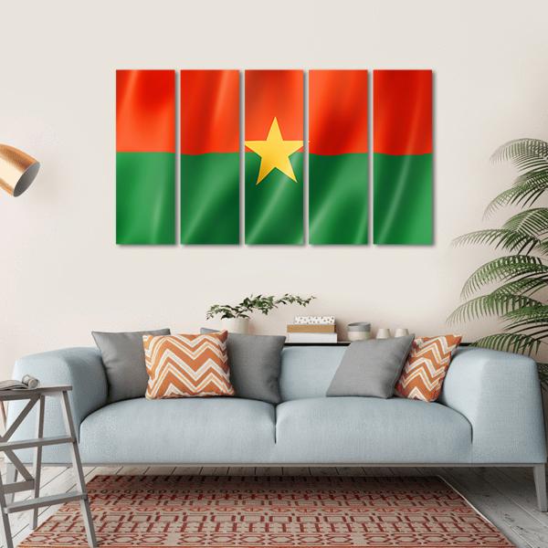 Burkina Faso Flag Canvas Wall Art-5 Horizontal-Gallery Wrap-22" x 12"-Tiaracle