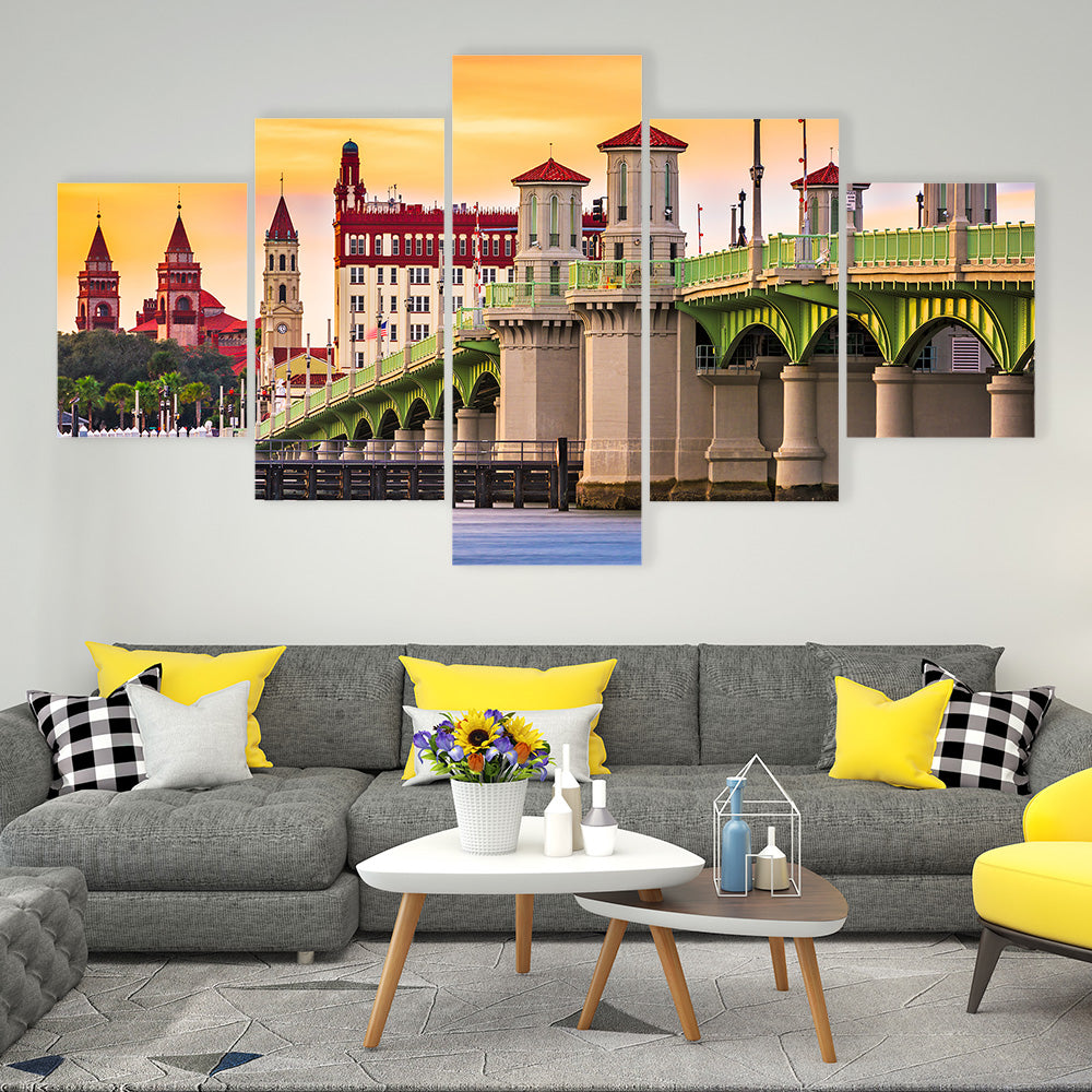 Bridge of Lions at Sunset Canvas Wall Art