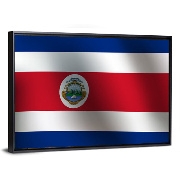 Costa Rican Flag with Coat of Arms Canvas Wall Art