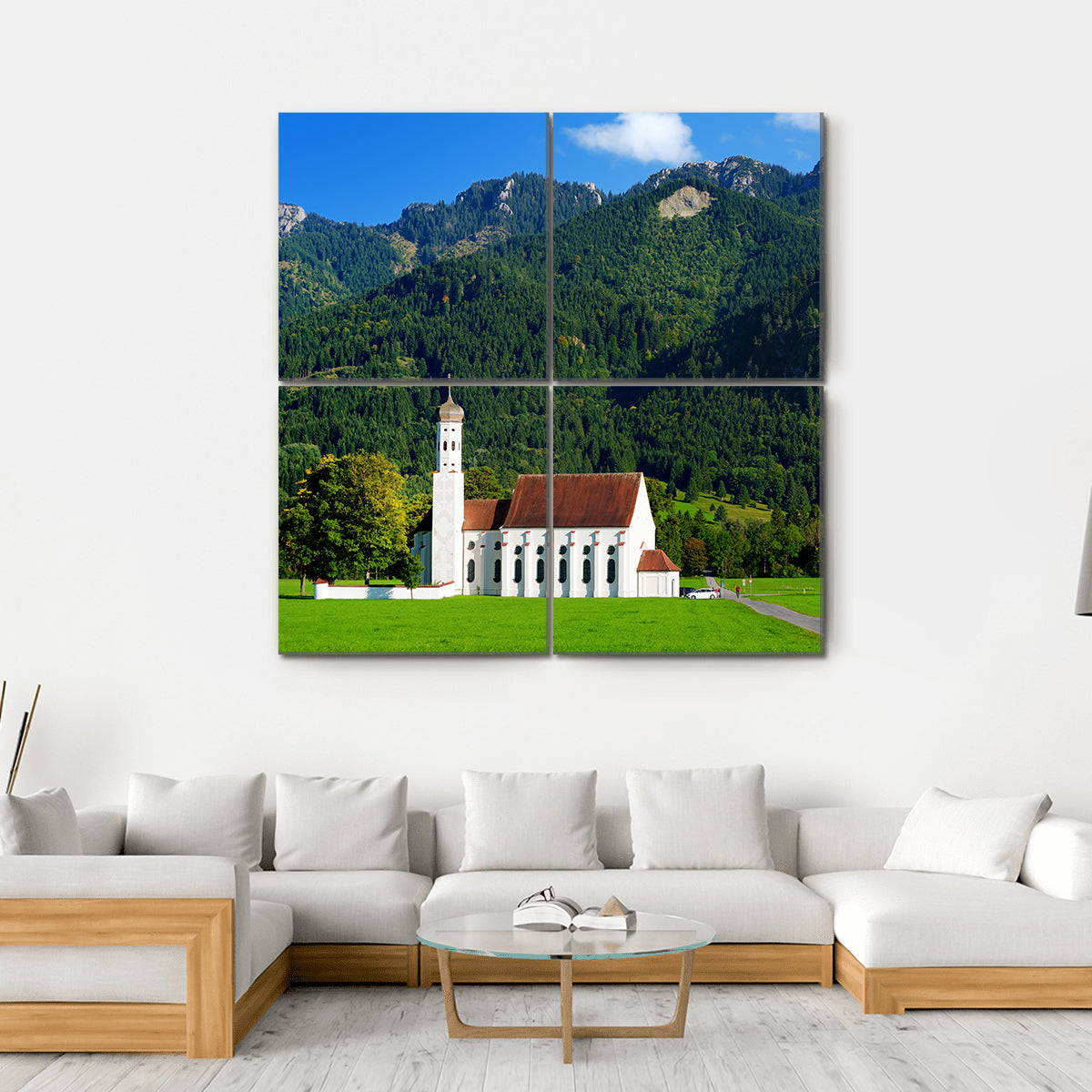 St Coloman Pilgrimage Church in Alpine Meadows Canvas Wall Art
