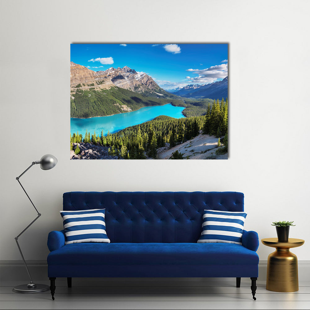 Peyto Lake In Rocky Mountains Of Canada Canvas Wall Art