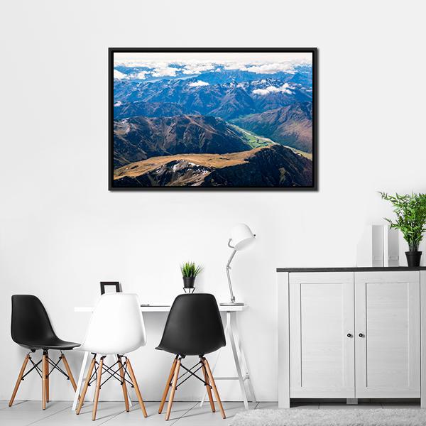 Aerial View Of Mountains Canvas Wall Art-1 Piece-Floating Frame-24" x 16"-Tiaracle