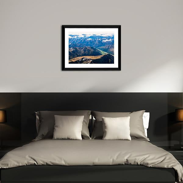 Aerial View Of Mountains Canvas Wall Art-1 Piece-Framed Print-20" x 16"-Tiaracle