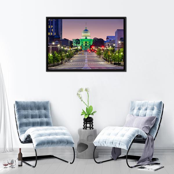 Alabama State Capitol Canvas Wall Art-1 Piece-Floating Frame-24" x 16"-Tiaracle
