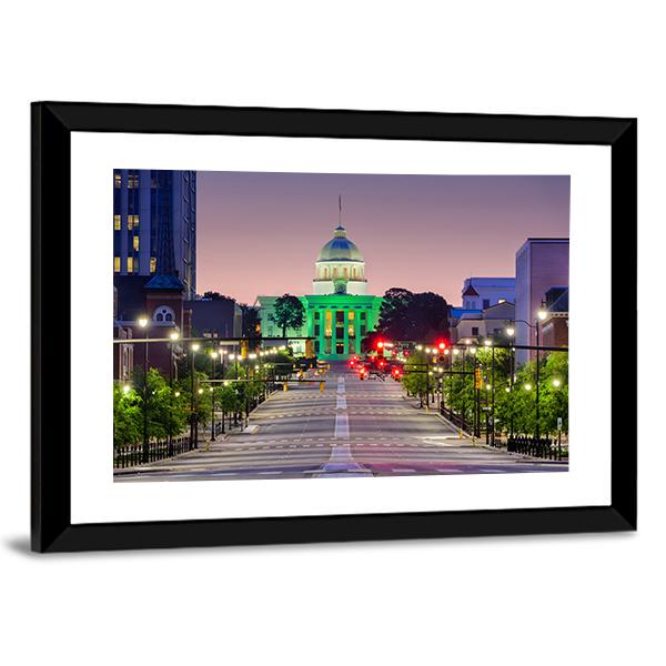 Alabama State Capitol Canvas Wall Art-1 Piece-Framed Print-20" x 16"-Tiaracle