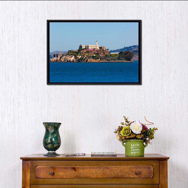 Alcatraz Island Penitentiary In San Francisco Canvas Wall Art-1 Piece-Floating Frame-24" x 16"-Tiaracle