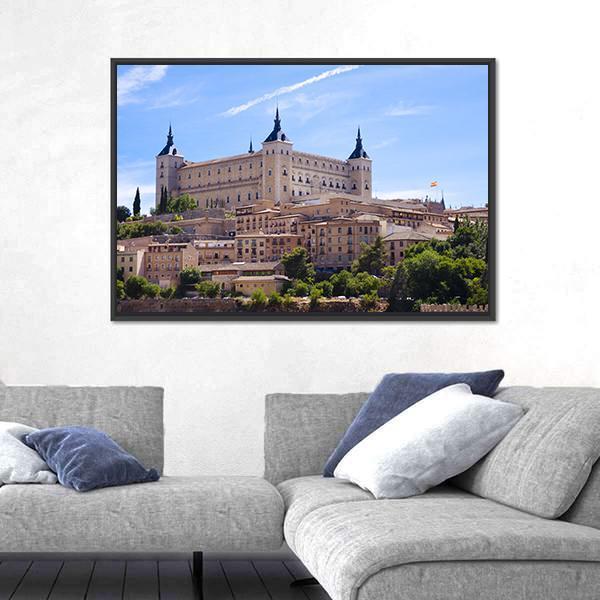 Alcazar In Toledo Spain Canvas Wall Art-1 Piece-Floating Frame-24" x 16"-Tiaracle