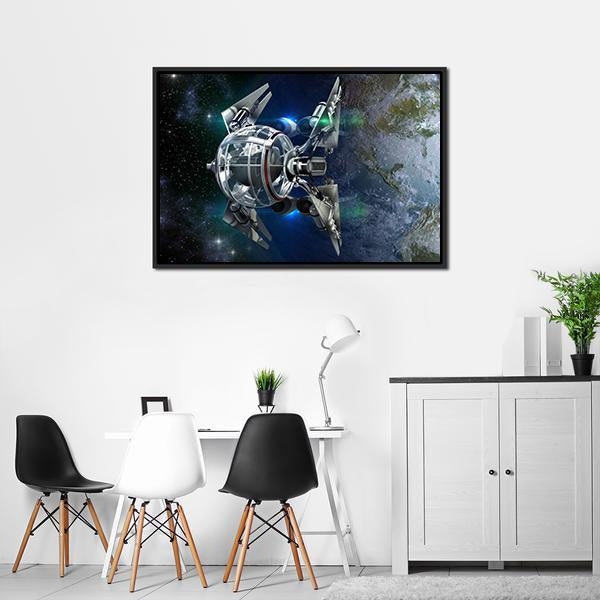 Alien Spaceship Canvas Wall Art-1 Piece-Floating Frame-36" x 24"-Tiaracle