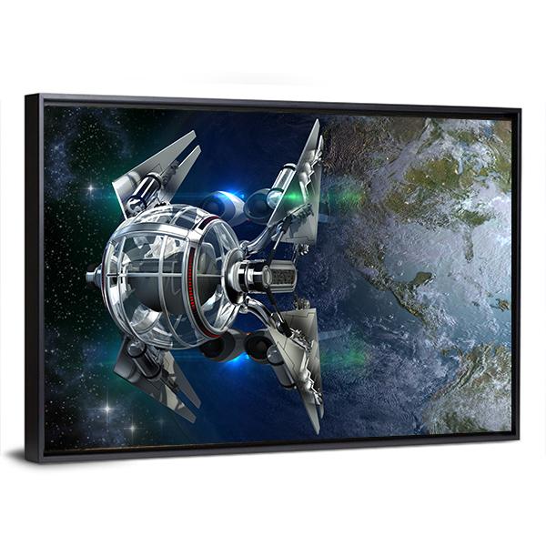 Alien Spaceship Canvas Wall Art-5 Horizontal-Gallery Wrap-22" x 12"-Tiaracle