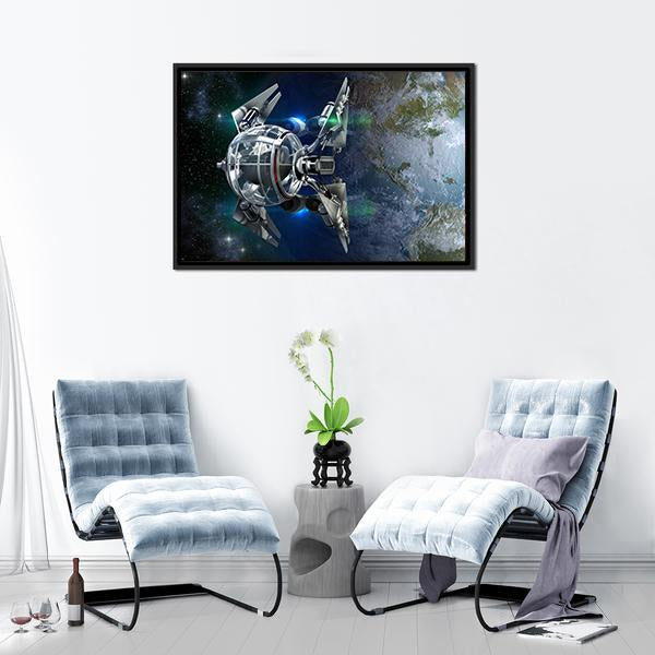 Alien Spaceship Canvas Wall Art-5 Horizontal-Gallery Wrap-22" x 12"-Tiaracle