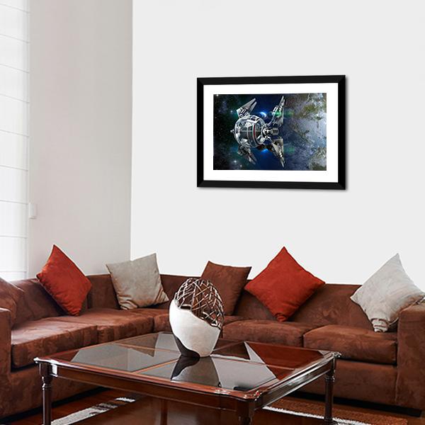 Alien Spaceship Canvas Wall Art-5 Horizontal-Gallery Wrap-22" x 12"-Tiaracle