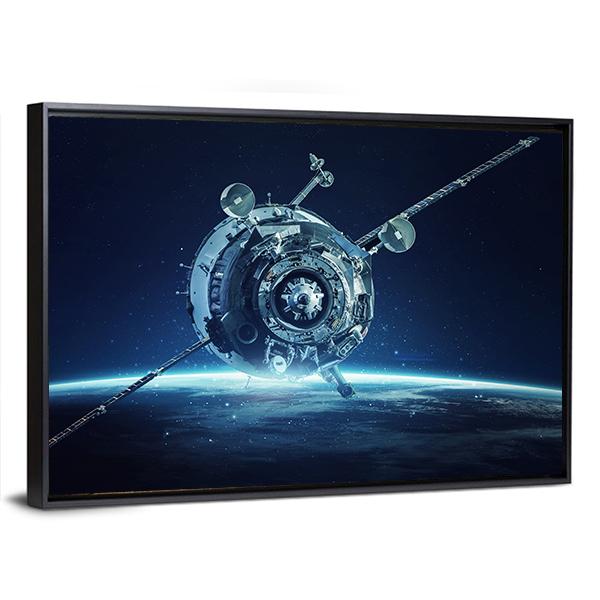 Alien Spaceship In Deep Space Canvas Wall Art-5 Horizontal-Gallery Wrap-22" x 12"-Tiaracle