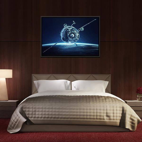 Alien Spaceship In Deep Space Canvas Wall Art-5 Horizontal-Gallery Wrap-22" x 12"-Tiaracle