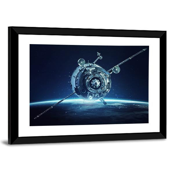 Alien Spaceship In Deep Space Canvas Wall Art-5 Horizontal-Gallery Wrap-22" x 12"-Tiaracle