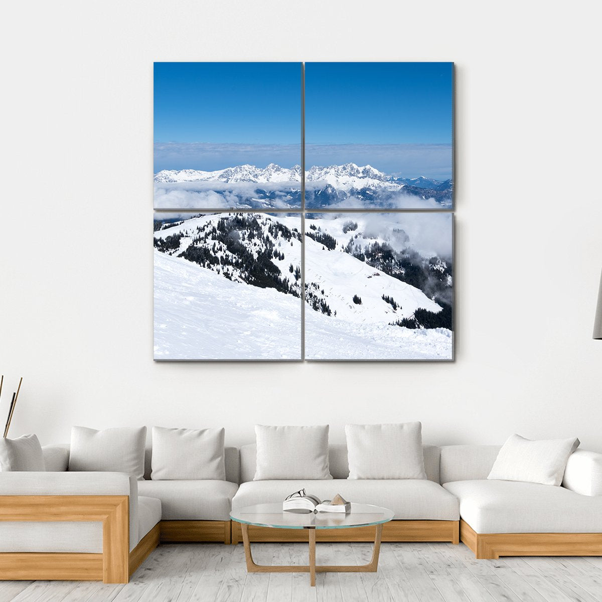 Alps From Mountain Austria Canvas Wall Art-4 Square-Gallery Wrap-17" x 17"-Tiaracle