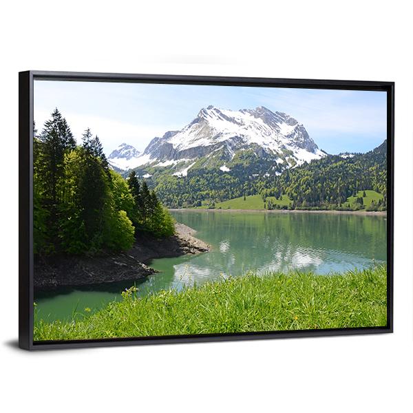 Amazing Mountain Lake Canvas Wall Art-3 Horizontal-Gallery Wrap-25" x 16"-Tiaracle