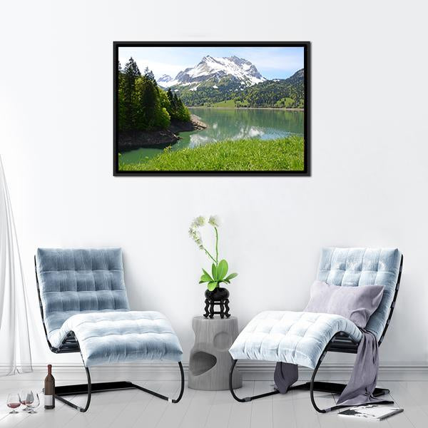Amazing Mountain Lake Canvas Wall Art-3 Horizontal-Gallery Wrap-25" x 16"-Tiaracle