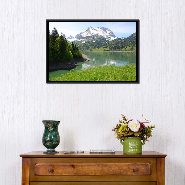 Amazing Mountain Lake Canvas Wall Art-3 Horizontal-Gallery Wrap-25" x 16"-Tiaracle