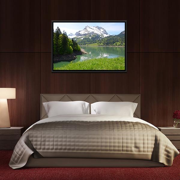 Amazing Mountain Lake Canvas Wall Art-3 Horizontal-Gallery Wrap-25" x 16"-Tiaracle