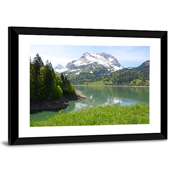 Amazing Mountain Lake Canvas Wall Art-3 Horizontal-Gallery Wrap-25" x 16"-Tiaracle