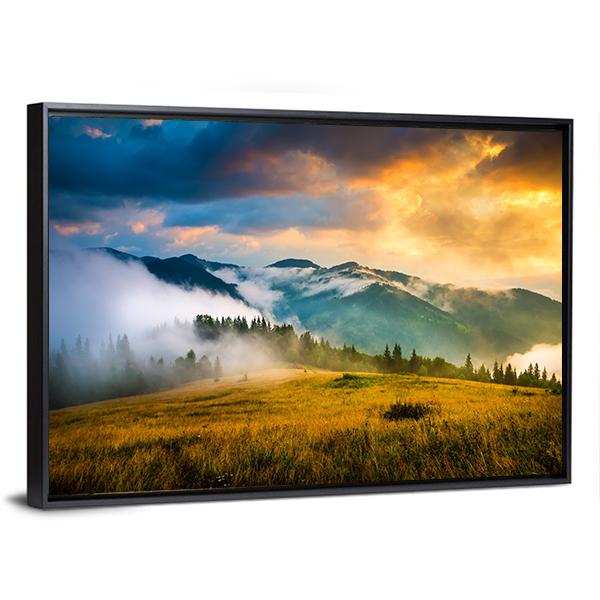 Amazing Mountain Landscape Canvas Wall Art-1 Piece-Floating Frame-24" x 16"-Tiaracle