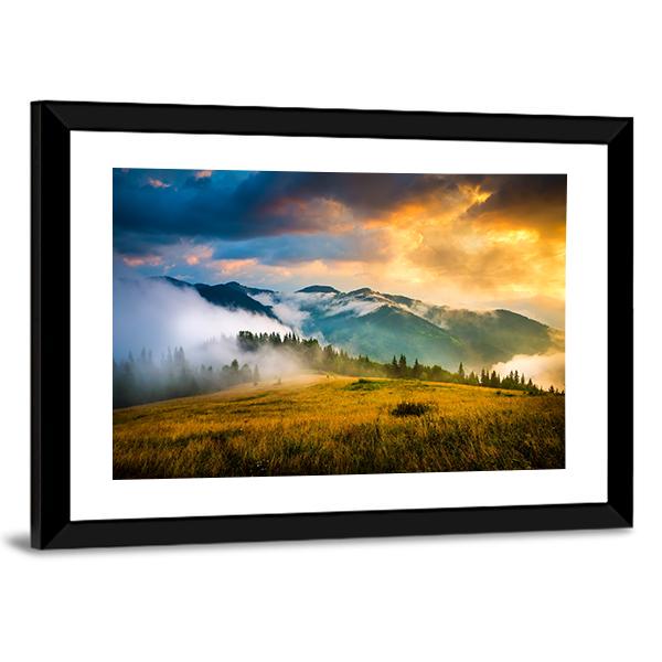 Amazing Mountain Landscape Canvas Wall Art-1 Piece-Framed Print-20" x 16"-Tiaracle